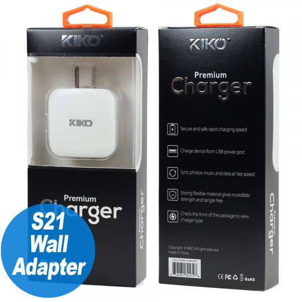 Wholesale Universal Dual Port Wall Power Smart Adapter Charger 2.1A (Wall - White)